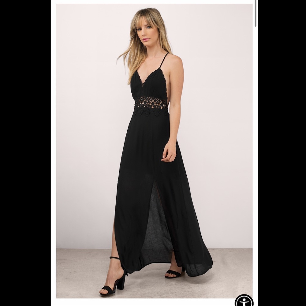 TOBI Dusk to Dawn Black Crepe Gauze Maxi Dress